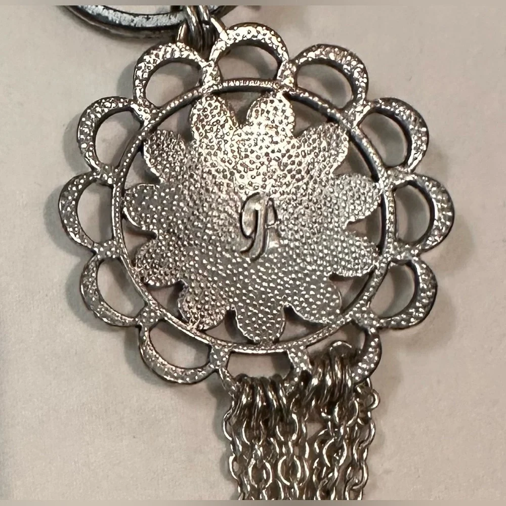 Grace Adele Silver Tone Red Flower Handbag/Keychain Jewelry